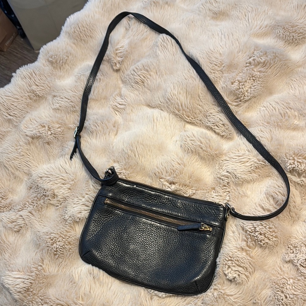 Vintage Black Leather Crossbody Bag